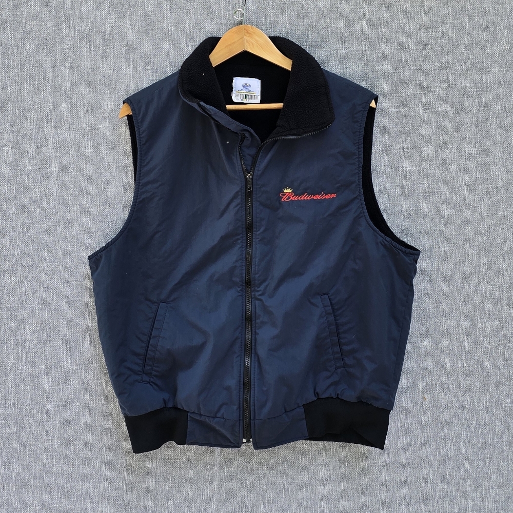 Vtg Budwiser Vest By Riverside Mens Sz L Made In U.S.A.